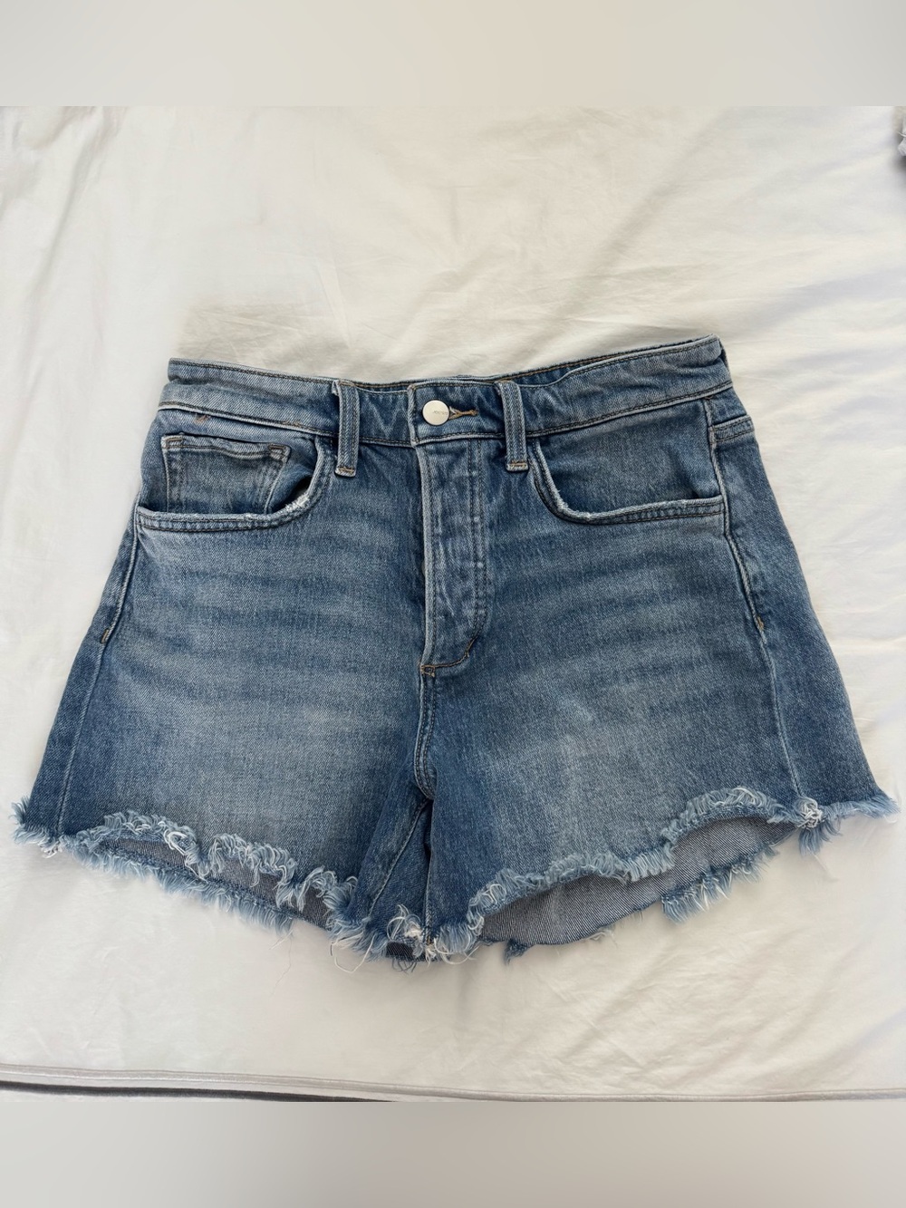 Joe's Jeans Medium Blue Frayed Hem Denim Shorts